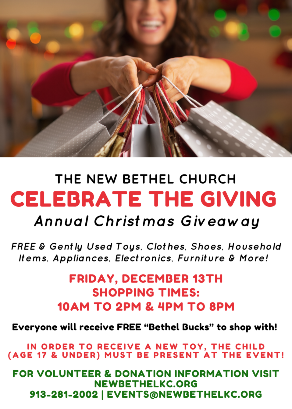 “Celebrate the Giving” Christmas Outreach The New Bethel Church